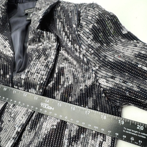 RACHEL ZOE Women's XS Black Sequin Blazer Jacket Sparkly Party Cocktail Pockets - Picture 7 of 10